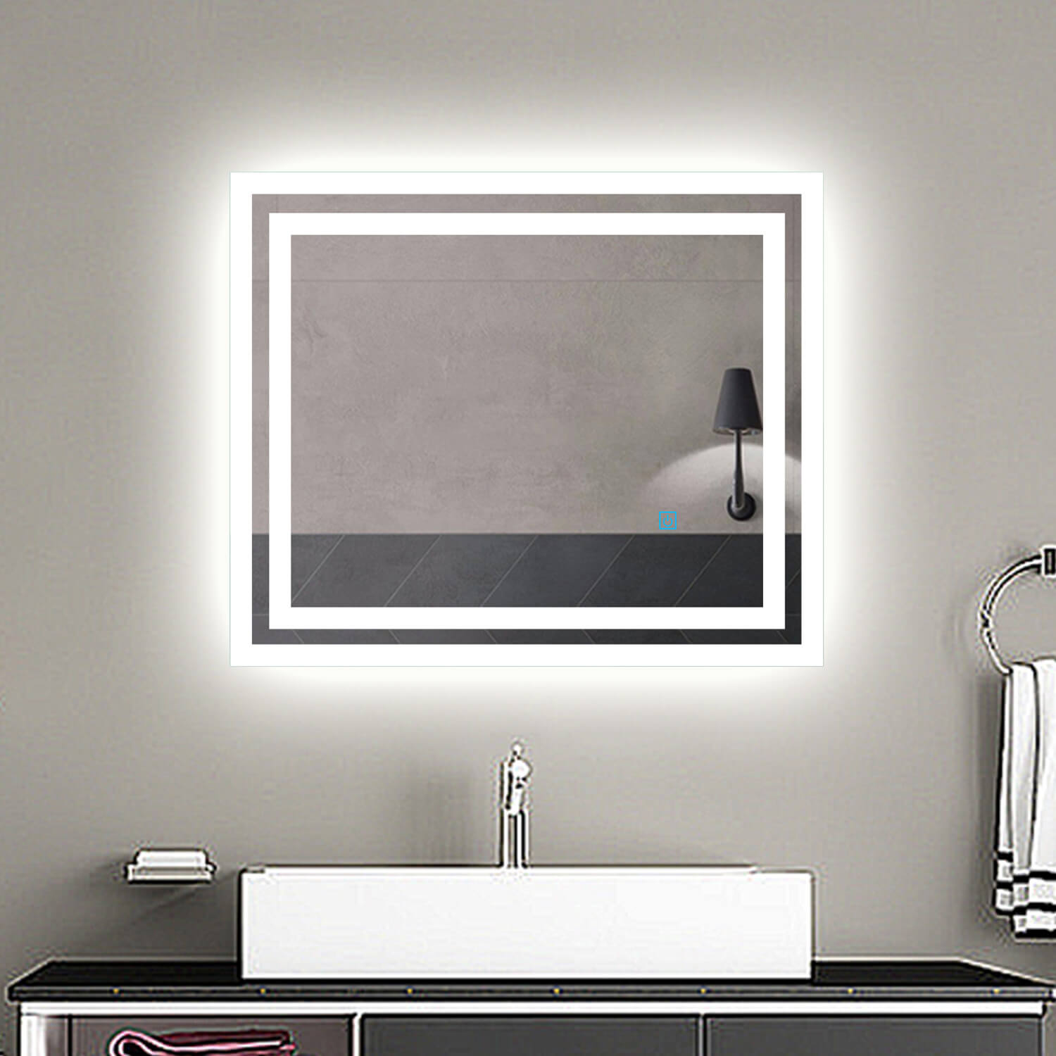 Frameless Unframed Bathroom Mirror with Pre Drilled Holes & Wall